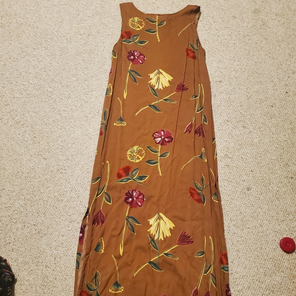 Vintage 90s Floral Pattern Midi Sun Dress - Picture 2 of 8